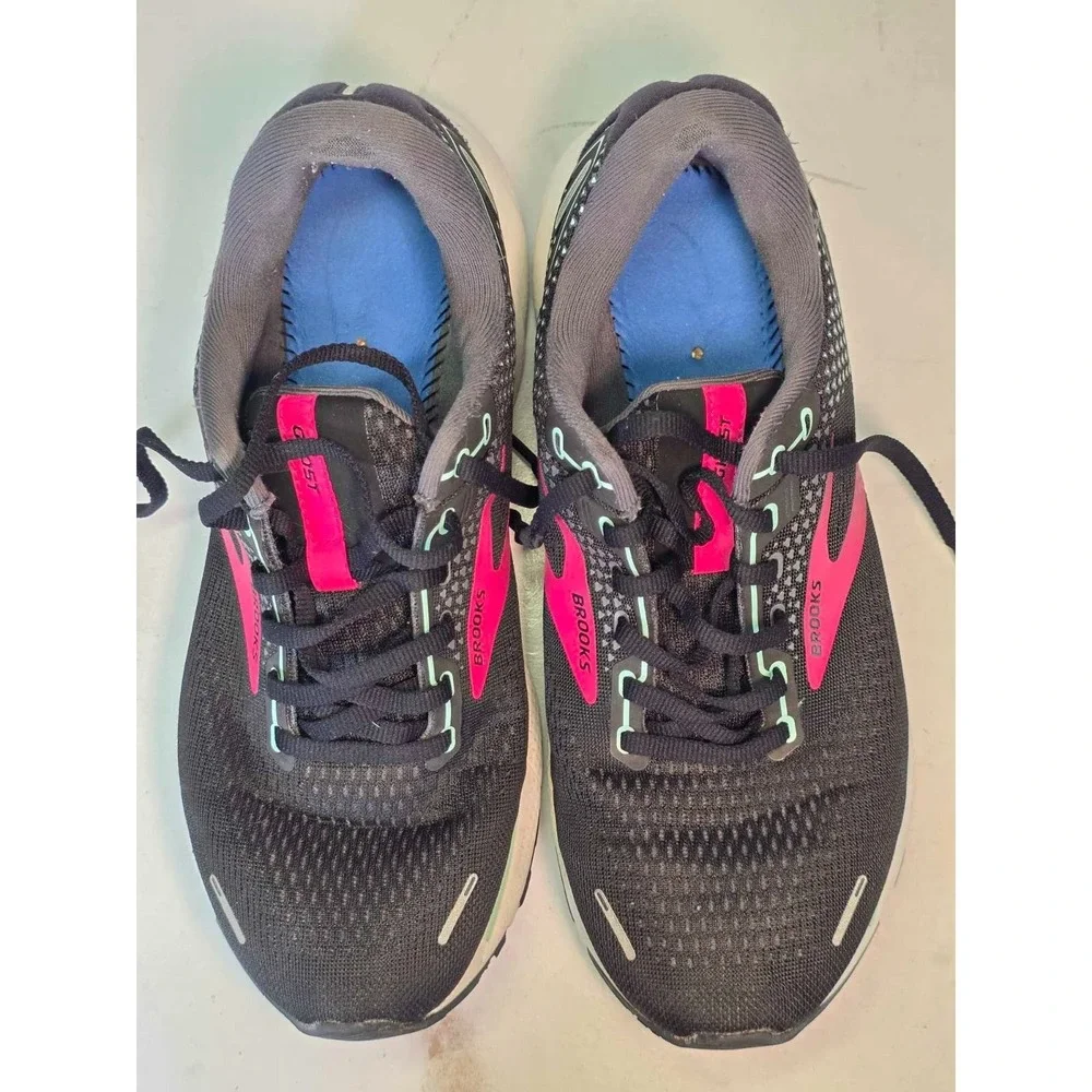 Brooks Ghost 14 Women's Size 10 D Wide UK 8 Black Pink Running Shoes Workout